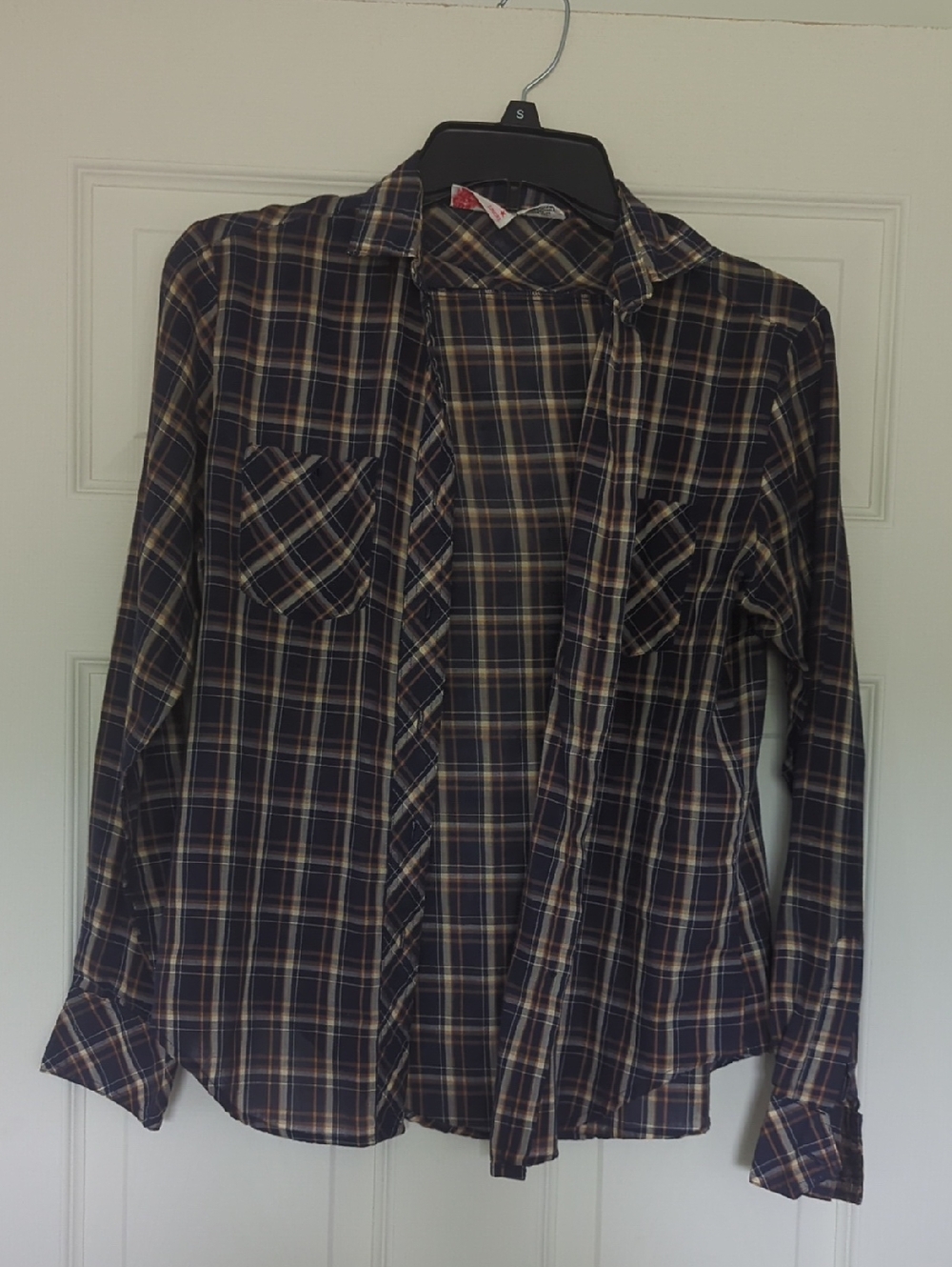 VINTAGE Classic Navy Plaid Button-Down Shirt